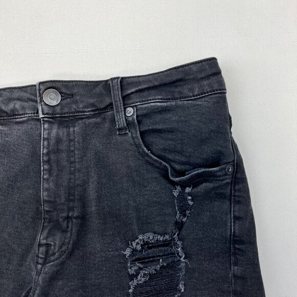 Aeropostale Cut Off Distressed High Rise Denim Shorts Black Womens Size 12 - Picture 2 of 10